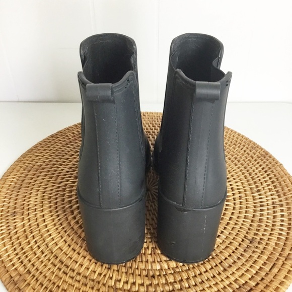Jeffrey Campbell Heeled Black Rain Boots Shoes Size 9 Booties - Picture 6 of 6